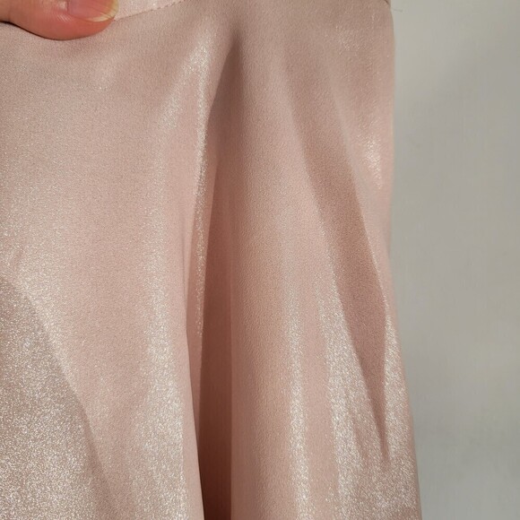 NEW Ted Baker London Pink Shimmery A-Line Gold Zipper Back Midi Modest Skirt 2 - Picture 4 of 12